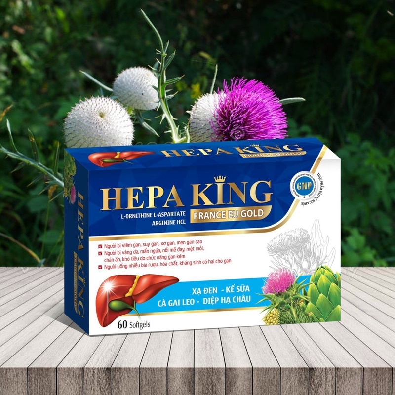 Viên uống bổ gan Cà gai leo xạ đen HEPA KING FRANCE EU GOLD ,Giúp bổ gan,tăng cường chức năng gan - Hộp 60 viên