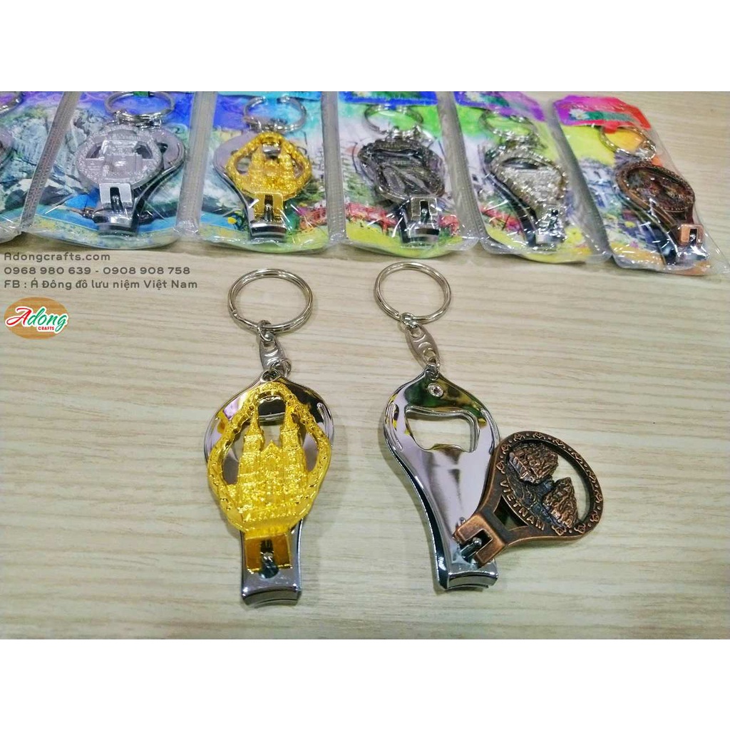 Móc khóa 2 D bấm móng, dũa móng có đồ khui nắp chai bằng kim loại - Hình địa danh - Quà Tặng Lưu Niệm Việt Nam
