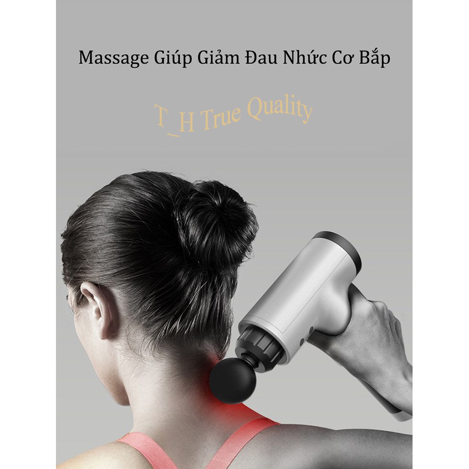 Súng massage giãn cơ cầm tay dùng pin sạc Booster(Fascial gun) hỗ trợ tập, tăng cơ, đấm lưng thư giãn lưu thông máu - BH