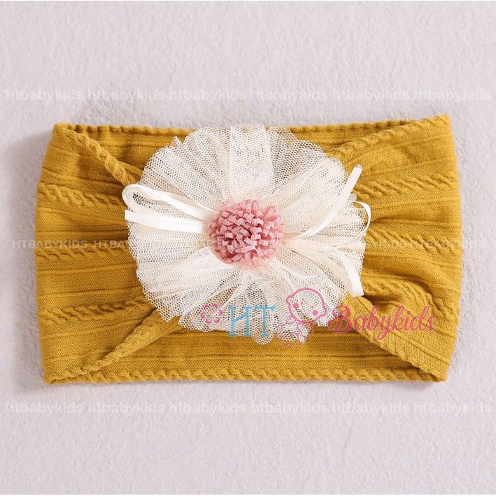 Băng Đô Cài Tóc Len Gân Hoa Tuyết Phong Cách Hàn Quốc Đáng Yêu Cho Bé Gái