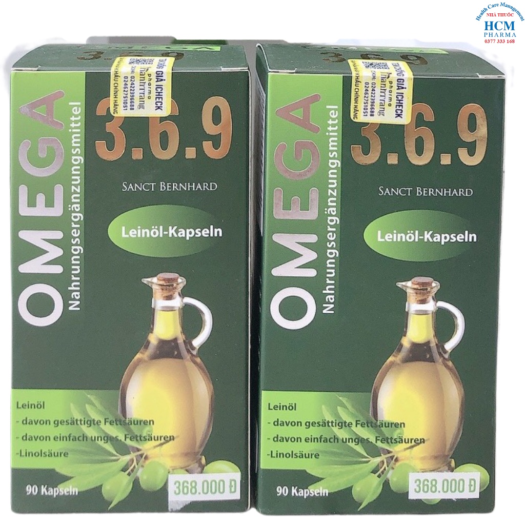 Omega 369 hỗ trợ làm đẹp da bổ não mắt giảm mỡ máu với Omega 3 dầu hạt lanh SANCT BERNHARD 90v nhập khẩu Đức