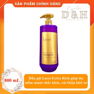 Dầu gội Lacei Extra Rich 800ml giúp tóc mềm mượt chắc khỏe, suôn mượt óng ả, cải thiện khô xơ, hư tổn