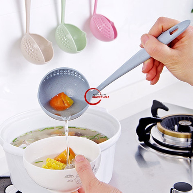 [Giá Sỉ] Muôi Vá Múc Canh 2in1 Có Phần Lọc Cái Nhựa Lúa Mạch Thực Phẩm