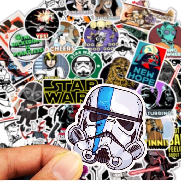 Combo Sticker STAR WAR nhựa PVC không thấm nước, dán nón bảo hiểm, laptop, điện thoại, Vali, xe