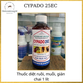 Thuốc diệt ruồi muỗi dùng trong gia dụng, y tế cypado 25ec - chai 1 lít