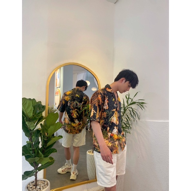 Áo sơ mi nam ngắn tay Họa tiết Form rộng, GOD FAMILY -  CHÍNH HÃNG