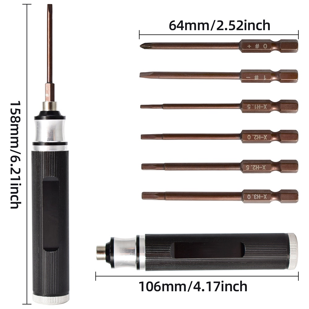 Bộ tua vít nam châm 6 trong 1 1.5 2.0 2.5 3.0mm chuyên dùng sửa chữa máy bay điều khiển từ xa