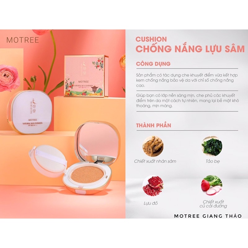[ MỸ PHẨM SẠCH MOTREE] CUSHION Chống Nắng Lựu Sâm - Dưỡng Da - Che Khuyết Điểm | BigBuy360 - bigbuy360.vn