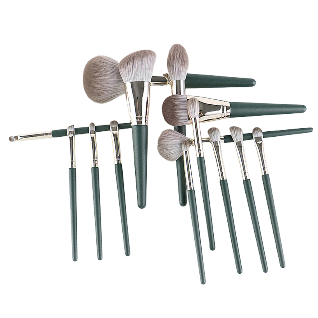 CODseller 14Pcs/Set Makeup Brush Soft Hair Uniform Shading With Storage Bag Green Cloud Makeup Brush Set for Beauty