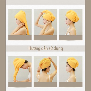 Khăn ủ tóc, khăn quấn tóc sợi microfiber siêu thấm, lông mềm, siêu nhanh khô