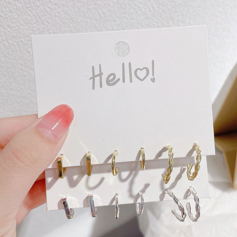 Bộ 3 đôi bông tai hình chữ C phong cách Hàn Quốc thời trang cho nữ