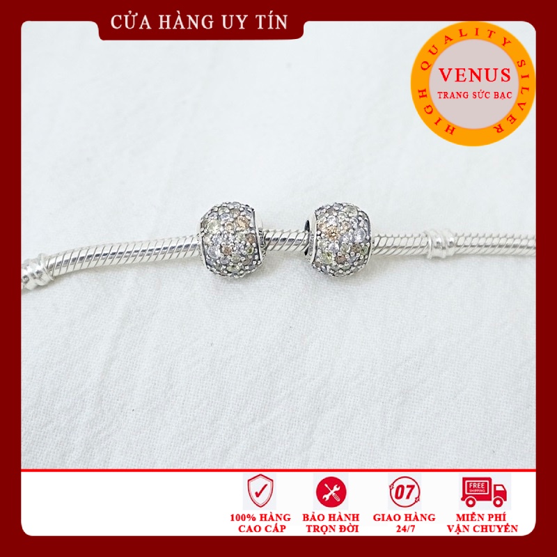 Charm cầu đá trắng chấm cam- Mã sản phẩm VENUS311