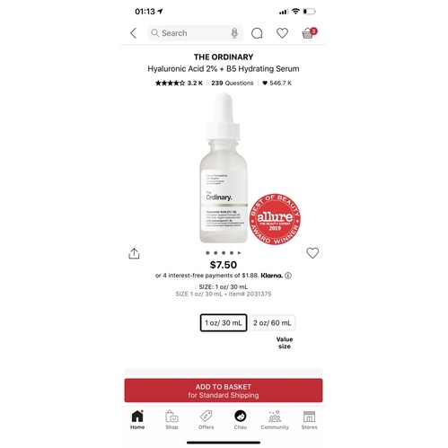 [US ORDER] Sephora- The Ordinary HA + B5