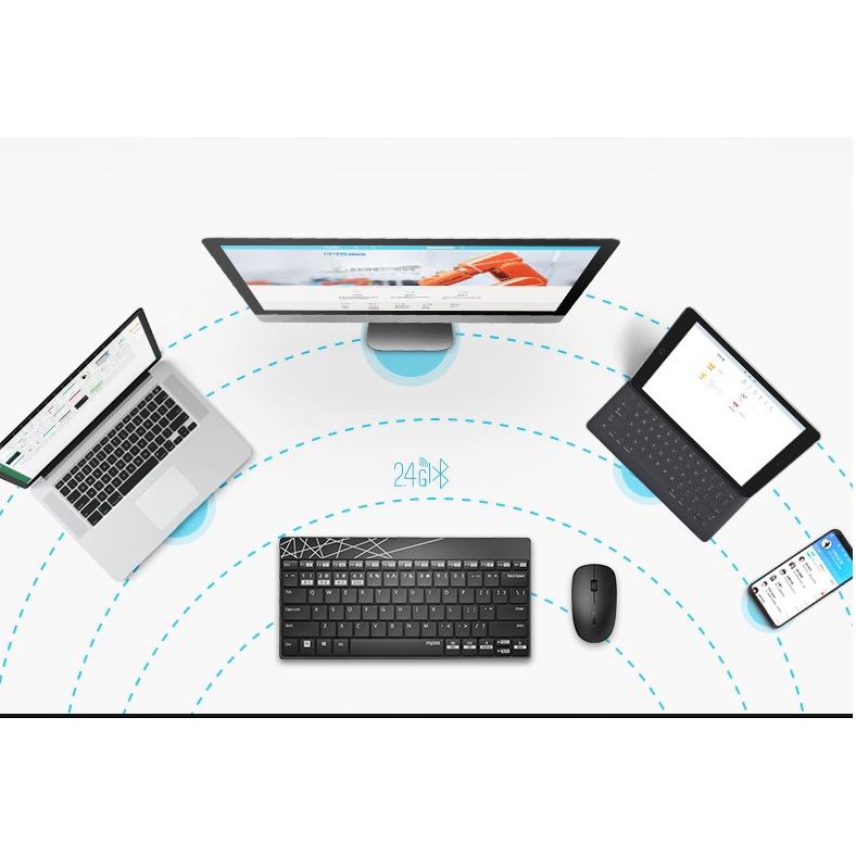 Bộ phím chuột không dây Rapoo 8000M chính hãng PSD phân phối