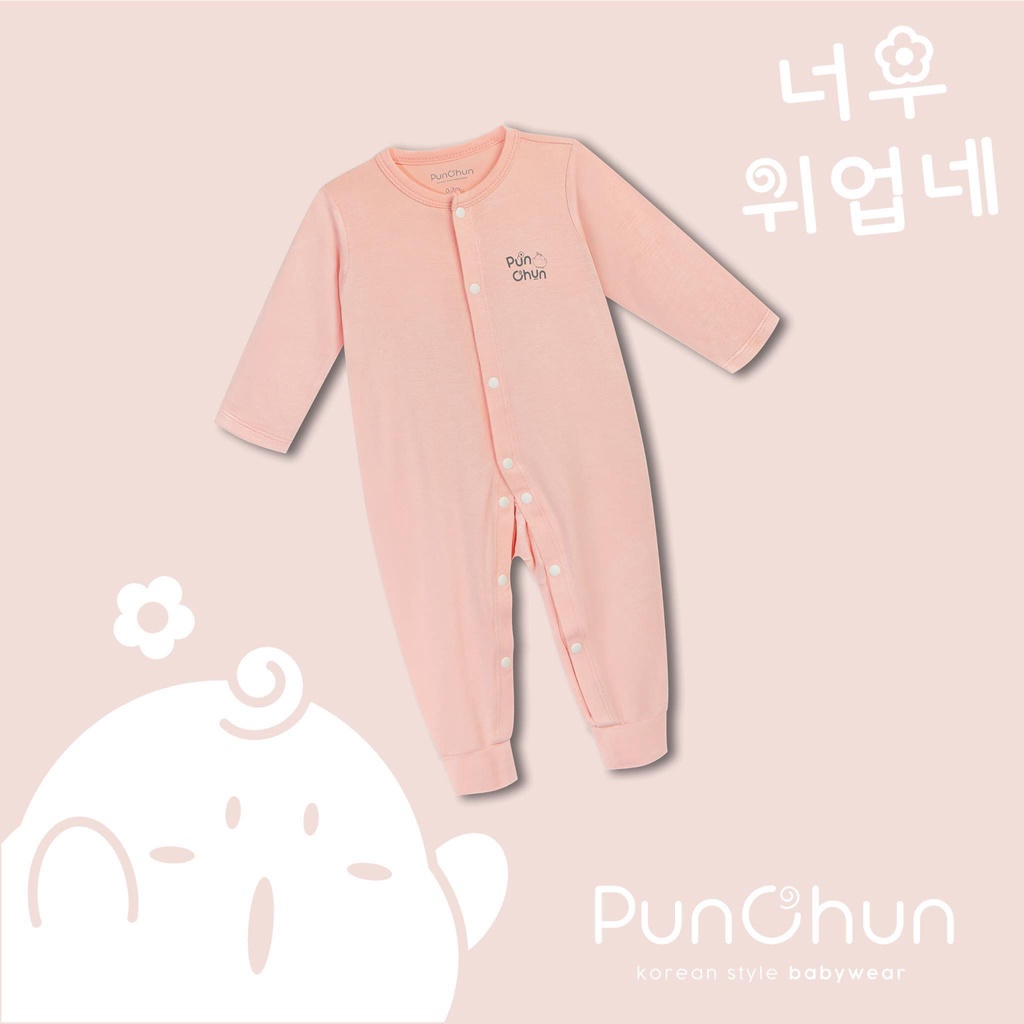 [Chính Hãng] Body dài tay sơ sinh cúc giữa cotton cao cấp họa tiết Punchun