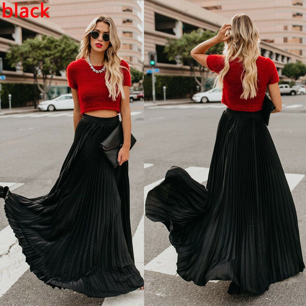 Chân váy maxi chiffon dáng dài thời trang nữ tính