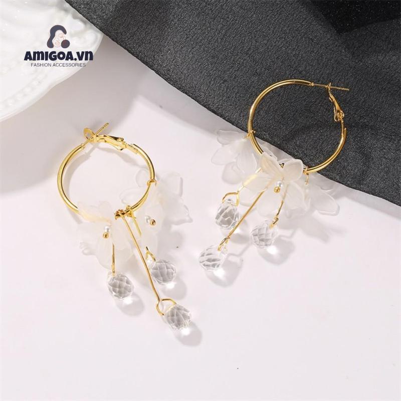 Bông Tai Hình Hoa Đính Đá Pha Lê Thời Trang Xinh Xắn Cho Nữ