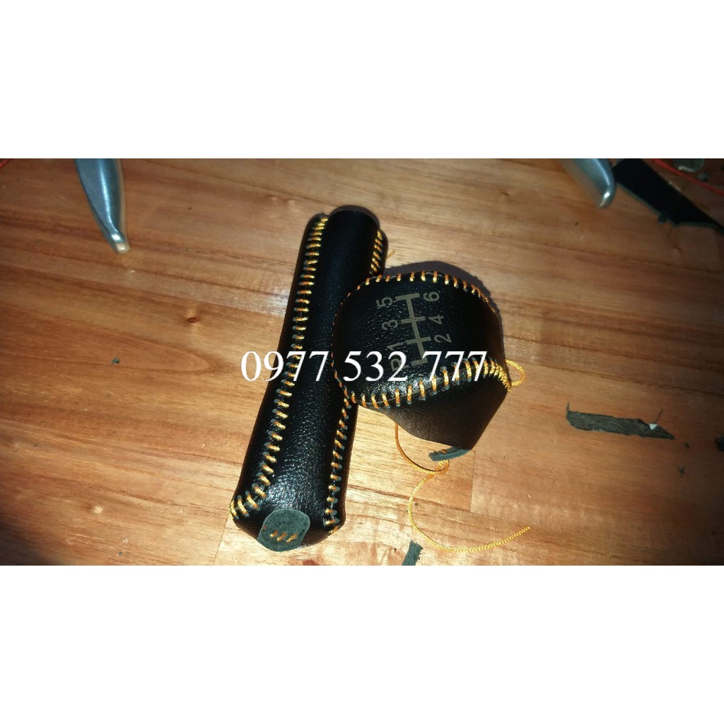 Bọc da cần số, phanh tay Hyundai Accent, Elantra số sàn bằng da bò 100%
