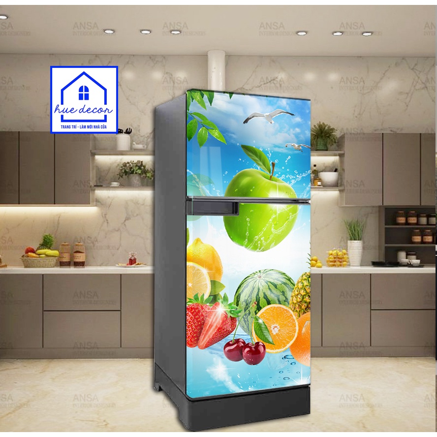 Decal dán tủ lạnh hoa quả tươi mát hàng xịn chống nước, giá tốt giao hàng tận nơi