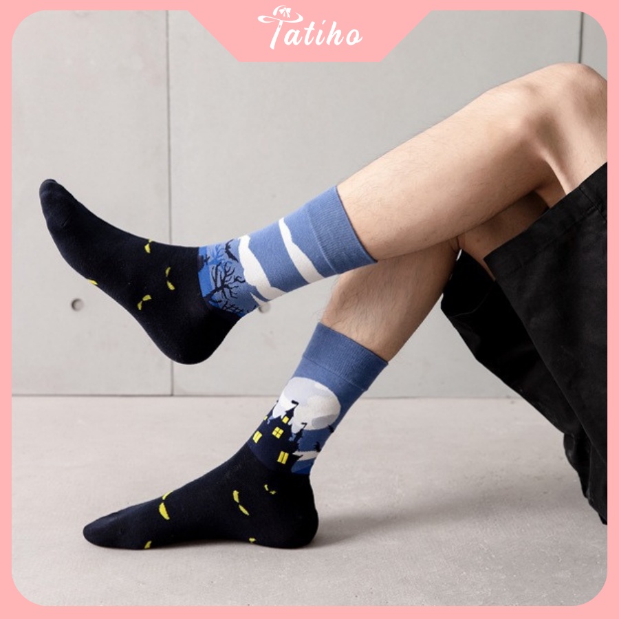 [Hàng Xịn, Giá Tốt] Vớ Tất Nam Nữ Unisex Cổ Cao Cotton Họa Tiết Sắc Màu Rực Rỡ Phong Cách Cá Tính - Mã TV009
