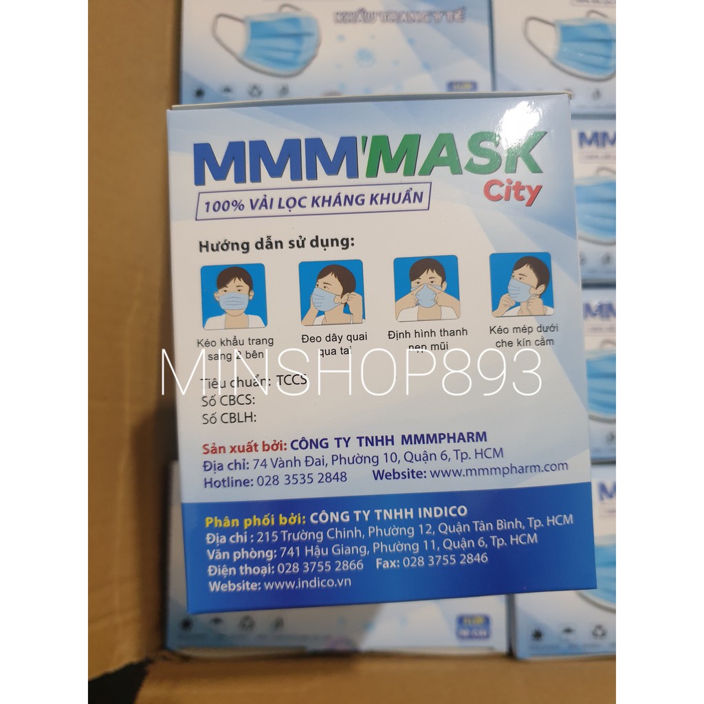 [GIÁ ƯU ĐÃI] KHẨU TRANG Y TẾ MMM'MASK MÀU XANH 4 LỚP HỘP 50 CÁI