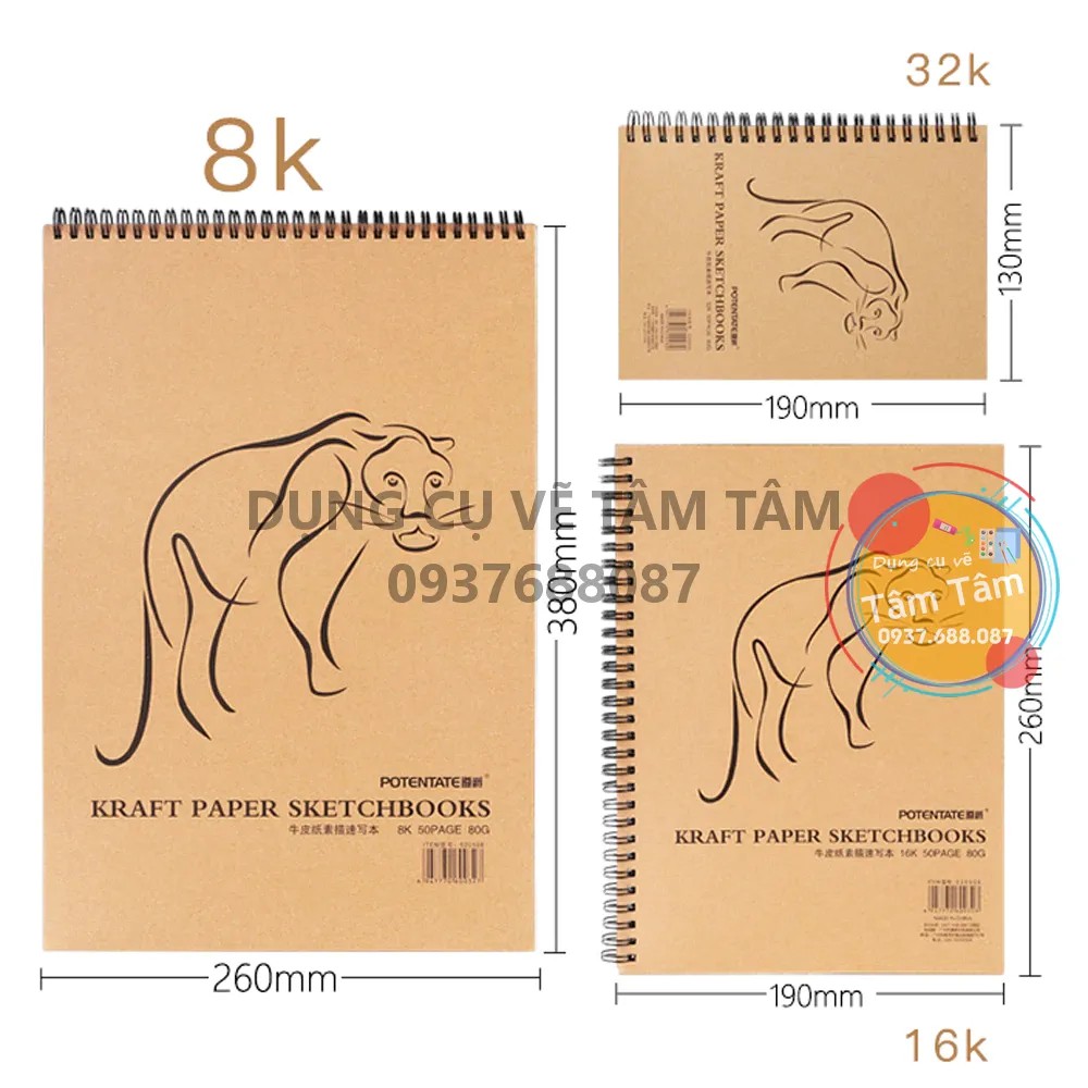 [ TÂM TÂM ]-Sổ giấy xi măng Potentate-020506, CRAFT SKETCH BOOK, Sổ vẽ giấy CRAFT sketch-