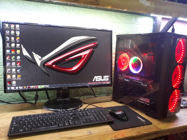 BỘ MÁY TÍNH BÀN CHƠI DOTA , PUBG MOBILE SIU MƯỢT MÀN 24 INCH CONG FULL HD / CASE LED