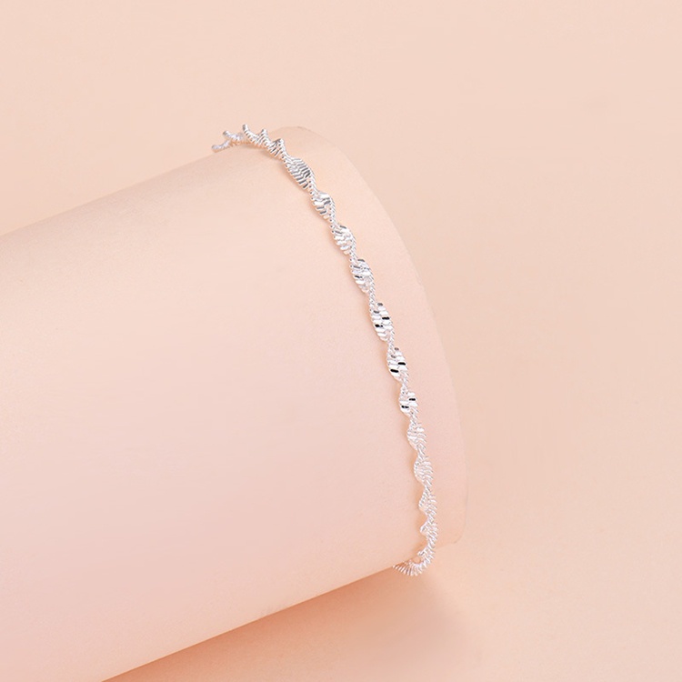 Lắc chân nữ dây xoắn sợi mảnh thời trang, bạc S925 - LC52