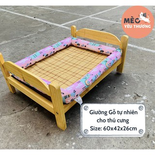 Giường Gỗ Tự Nhiên cho Chó Mèo Thú Cưng - 42x60cm