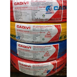 Dây điện đôi Cadivi lớp bọc 2x 0.5 mm2 Vcmo Cuộn 100 mét màu vàng