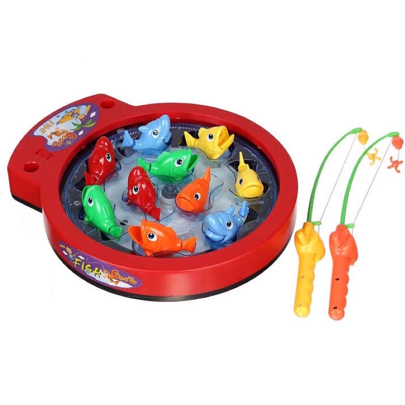 Bộ đồ chơi câu cá mập chạy pin xoay tròn có nhạc