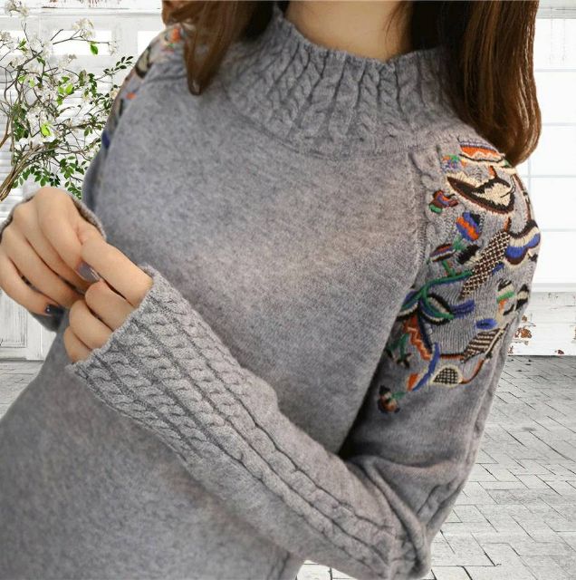 Áo len nữ thêu hoa(có ảnh thật) | BigBuy360 - bigbuy360.vn