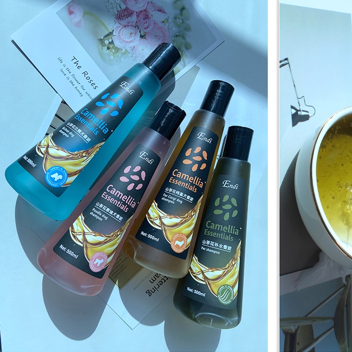 Sữa Tắm Chó Mèo Lông Trắng Hoa Trà Camellia 500ml, Lưu Hương, Khử Khuẩn