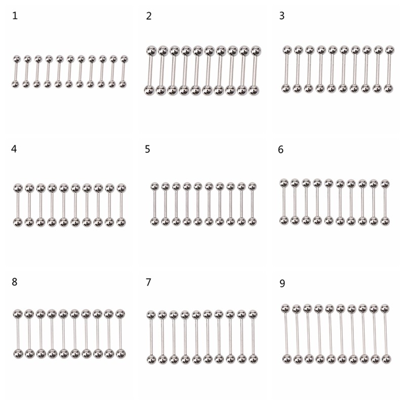 Set 10 Khuyên Rốn / Lưỡi / Rốn Bằng Thép Không Gỉ