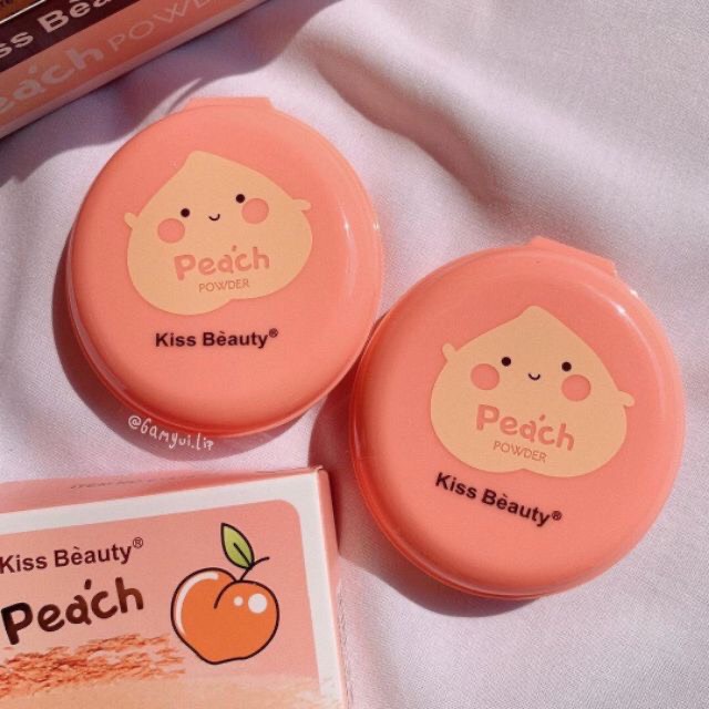 Phấn phủ kiềm dầu trái đào kiss Beauty – Phấn nén lâu trôi chính hãng Peach Powder PN01