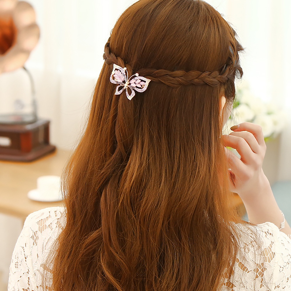 Kẹp tóc hình bướm đính đá xinh xắn dành cho nữ