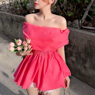 Áo trễ vai peplum chun eo