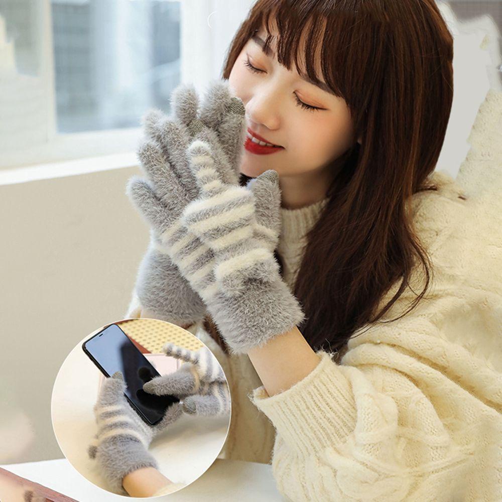 Găng Tay Lái Xe Vải Nhung Mềm Mại Dày Dặn Co Giãn Cho Nữ