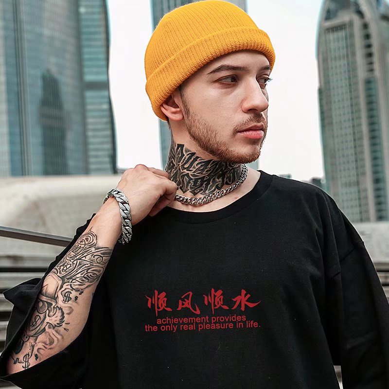 Áo Thun Nam Tay Ngắn Dáng Rộng In Chữ Phong Cách Hip Hop Thời Trang Size M-8XL