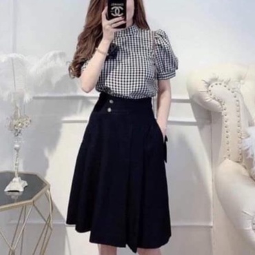 Chân váy dài midi_chân váy xòe công sở mã_046