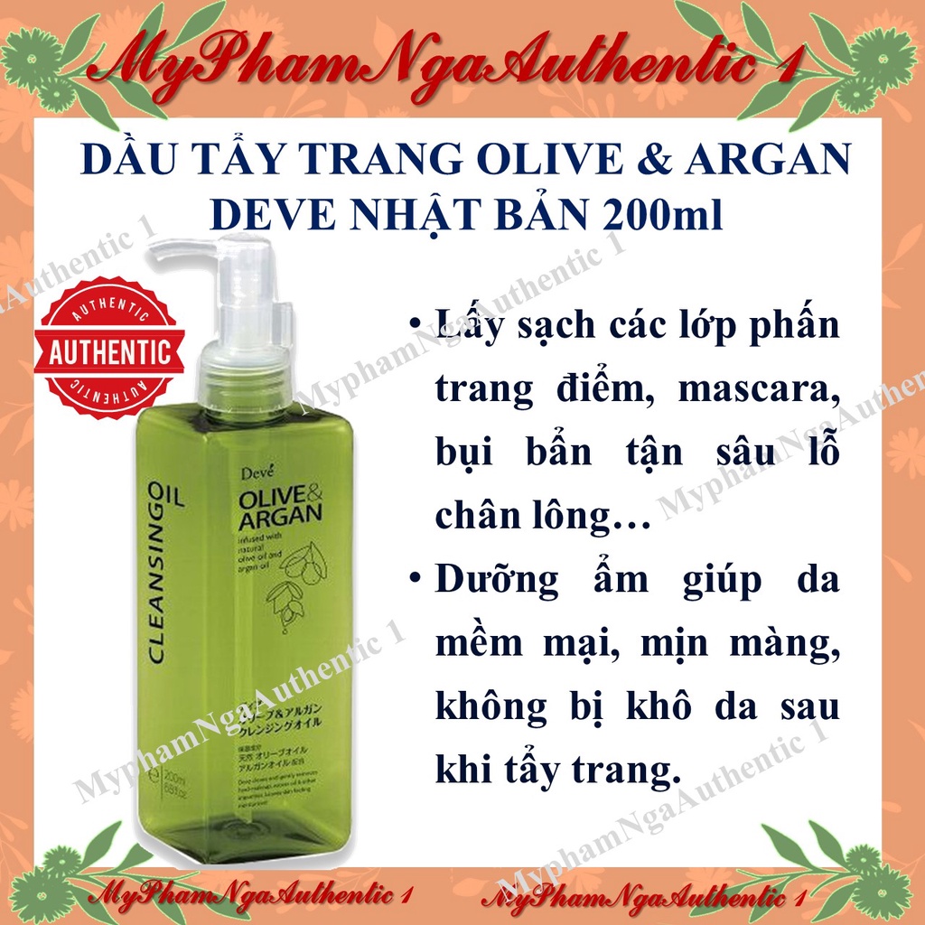 Dầu tẩy trang chiết xuất olive &amp; argan Deve