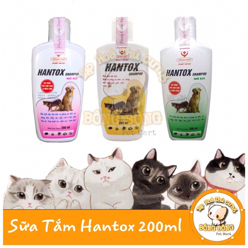 Sữa Tắm Trị Ve Rận Bọ Chét Cho Mèo Thương Hiệu  Hantox Shampoo Màu Vàng (200ml)