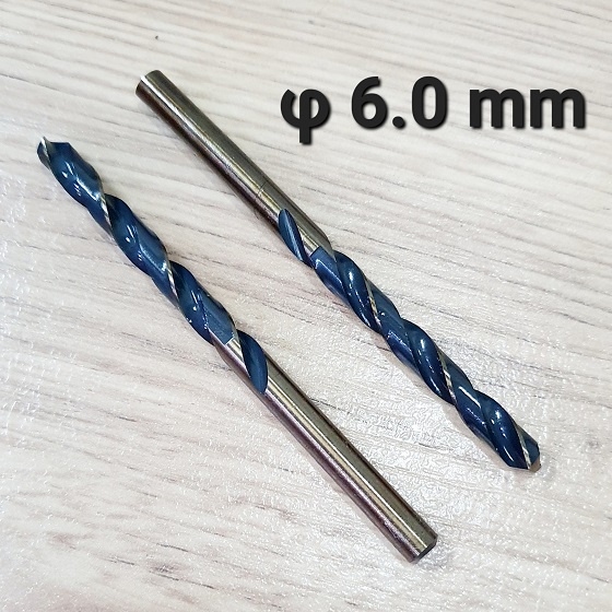 Set Gồm 2 Mũi Khoan 6,0mm Màu Vàng Đồng Đường Xoắn Màu Đen Chất Liệu Thép