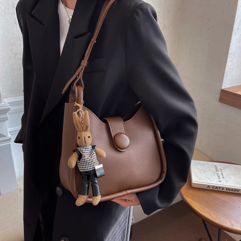 Túi Đeo Vai Da PU Ba Màu Phong Cách Công Sở Thời Trang Vintage