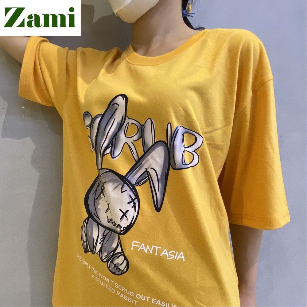 Áo Thun Nam Nữ Unisex Phom Rộng Chất Cotton Mát Thời Trang Style Ulzzang Giá Rẻ In Hình Thỏ Rabbit ZT23 Zami | BigBuy360 - bigbuy360.vn