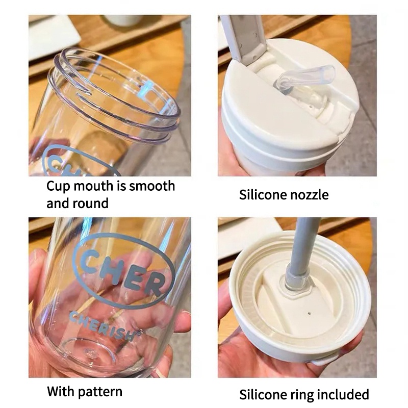 Bình Nước 300ml Có Ống Hút Tiện Lợi