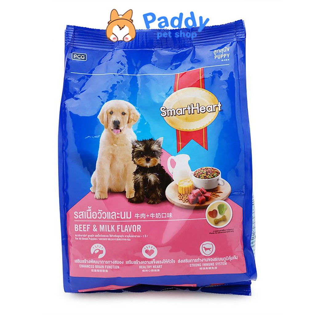 [1.5kg] Hạt SmartHeart Puppy Cho Chó Con Vị Bò &amp; Sữa
