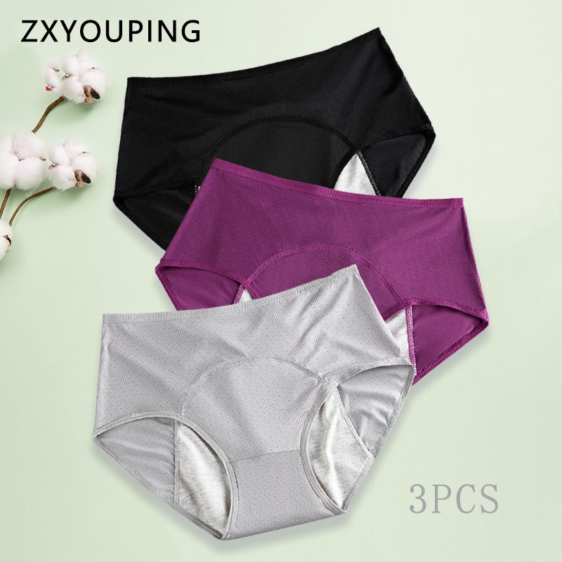Set 3 quần lót kinh nguyệt ZXYOUPING cỡ lớn L-6XL chống rò rỉ cho nữ