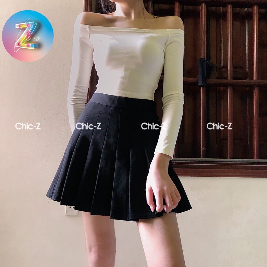 Áo Croptop Nữ Tay Dài Trễ Vai, Ngang Vai, Vải Thun Zip Cotton 100% Ôm Body, Hack Dáng Co Giãn 4 Chiều Nhà Chic-Z 2022