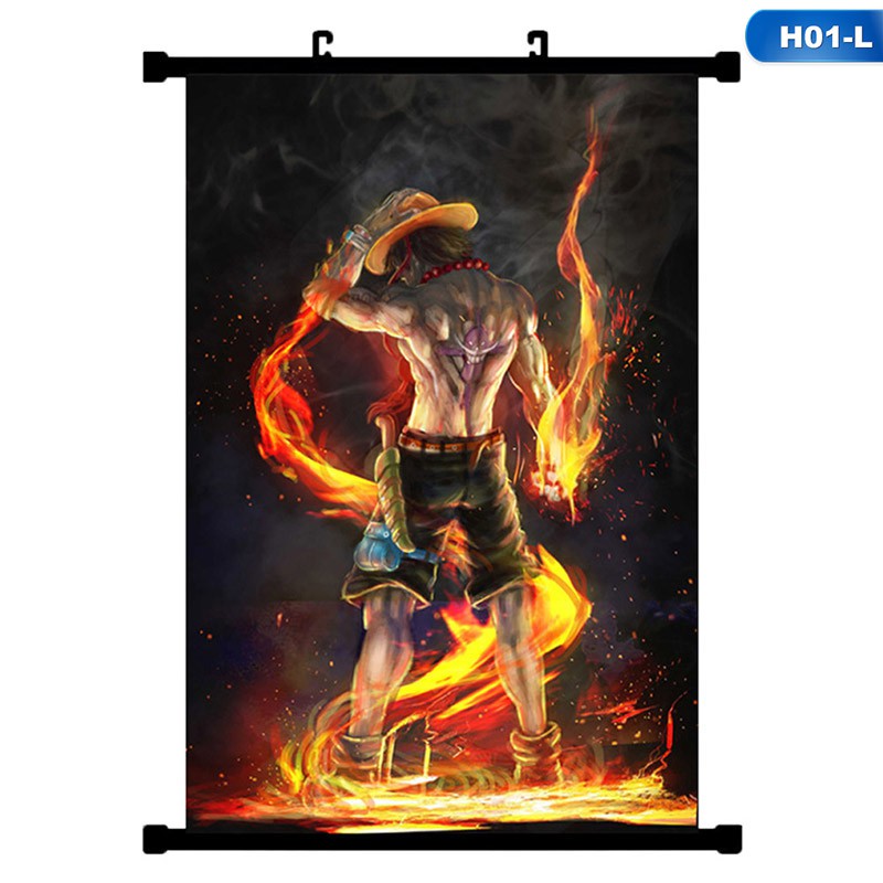 Áp phích hình nhân vật Portgas D. Ace chất liệu vải kích thước 60X90cm